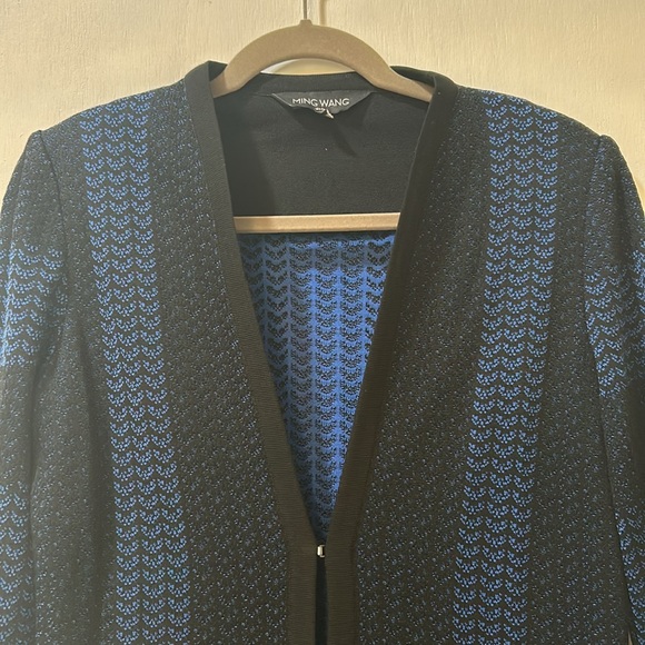 MIN WANG  WOMENS HEAVYWEIGHT CARDIGAN BLACK BLUE LONG SLEEVE SIZE SMALL - Picture 5 of 15